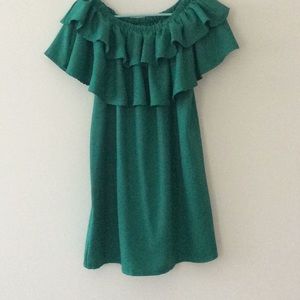 NWOT Green Ruffle Off the Shoulder Dress SZ L